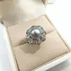 Conjunto de Colar e Brincos de Pérola Natural, Joia de Pérola Luxuosa Exquisita com Cravação Completa de Diamante, Único e Elegante para Festas, Inclui Brincos, Colar e Anel