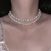 Collar de Perlas en Capas Estilo Chanel Sencillo y Dulce para Mujer, Cadena para Clavícula Moderna y Elegante con un Toque de Lujo, Accesorio para el Cuello