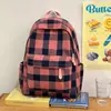 Mochila Escolar de Cuadros Artísticos Retro Estilo Hong Kong Transfronteriza de Gran Capacidad para Estudiantes de Secundaria y Preparatoria, Mochila Ligera de Viaje, Bolso de Doble Hombro