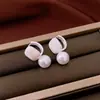 Brincos Geométricos Quadrados e Redondos com Pérolas em Gota de Óleo, Brincos Versáteis Simples e Modernos com um Toque de Luxo Leve e de Alta Qualidade, Acessórios de Orelha de Nicho