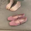 Sapatos rasos quadrados estilo fada, sapatos femininos, nova coleção primavera/outono 2024, sola macia, sapatos Mary Jane de bico fino
