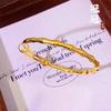 Pulsera Deslizante de Nudo de Bambú Chapada en Oro para Mujer, Joyería Simple y Versátil con un Toque de Alta Gama