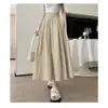 Saia Francesa para Mulheres Primavera e Verão Novo Estilo Coreano Cintura Alta Slim Evasê Plissada Doce Evasê Comprimento Médio Saia Guarda-chuva YAmAmoto
