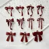 Estilo Ins para Niña Serie Única y Versátil Borgoña Profundo Colgante de Lazo Accesorios para Pendientes y Collares DIY