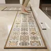 Tapetes para Piso de Cozinha Atacado Transfronteiriço Estilo Americano Azulejos Florais Terra de Diatomáceas Tiras Longas Absorvente de Água Absorvente de Óleo Secagem Rápida Uso em Restaurantes e Residências Tapetes para Piso