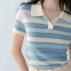 Camiseta Polo Blanca de Manga Corta con Cuello de Polo para Mujer, Nuevo Top de Primavera 2026 de Nicho Único e Impresionante para Verano
