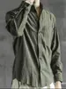 Camisas de Manga Comprida de Cor Sólida para Homens para Primavera e Outono, Camisas Casuais Finas para Jovens, Camisas Soltas de Algodão e Linho para o Verão, Jaquetas Masculinas