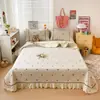 Conjunto de colcha de renda francesa de luxo, quatro peças, design A/B dupla face, colcha acolchoada espessa, fronha e capa de edredom, para cama de casa