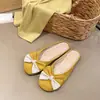 Pantuflas de Corte Bajo con Punta Redonda y Lazo Francés para Mujer 2026 Verano Nuevas Moda Retro Versátiles Zapatos de Medio Paso Cerrados
