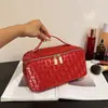 Elegante bolsa de maquiagem de mão estilo vintage, nécessaire de viagem de grande capacidade com zíper duplo, bolsa de armazenamento de cosméticos portátil para mulheres