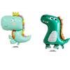 Nuevo y lindo globo de aluminio con forma de dinosaurio, corona, decoración para fiesta de dinosaurios en el bosque, arreglo de globos de película de aluminio con forma de dinosaurio