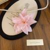 Novo Grampo de Cabelo de Flor de Lírio Rosa Tridimensional em Estilo Chinês para Mulheres, Presilha Lateral de Flor de Fada, Acessório de Cabelo Versátil para Foto