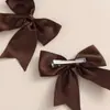 Horquilla Infantil de Satén Color Marrón Leche Transfronteriza Accesorios para el Cabello Pinza de Lazo de Niña Estilo Pastoral Pinza de Pato de Satén para Niña