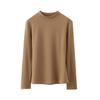 Veludo Alemão Cashmere Outono Inverno Feminino Listrado Vertical Forrado com Fleece Quente Manga Longa Amigo da Pele Roupa Interna e Externa Gola Semi-Alta Camisa Base