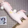 Almohada de Peluche de Unicornio de Seda de Hielo Dibujo Animado de Fantasía Almohada Larga Cojín Amigable con la Piel para Almohada de Dormir de Niñas