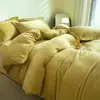 Conjunto de quatro peças de leite veludo espesso de inverno, conjunto de três peças de flanela, lençol e capa de edredom, antiestático para dormir nu, impressão e tingimento reativos