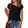 Camisetas de Punto Simples de Manga Corta con Cuello Redondo Estilo Europeo y Americano Transfronterizas para Mujer Tops para Mujer Fábrica de Tejidos Fuente OEM/ODM Personalización
