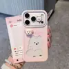 Funda de teléfono de estilo dulce con bloques de color y dibujo animado de West Highland White Terrier para Apple 18, con efecto de rubor 3D, y una funda protectora blanca para iPhone 17