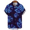 Camisa tie-dye masculina verão gola de lapela camiseta solta casual botão top moda nova camisa masculina havaiana