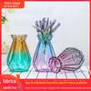 Cor degradê verde aquático fresco rosa vaso de vidro aberto mesa de jantar transparente decoração de sala de estar vaso