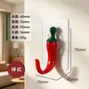 Gancho adhesivo con forma de chile, adhesivo fuerte, no requiere taladro, gancho creativo para llaves montado en la pared para la entrada