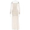 Moda Verão Comércio Exterior Amazon Elegante Tomara-que-caia Tubinho Saia Longa Costas Nuas Sexy Vestido Plissado Ajustado para Mulheres