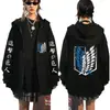 Nuevo cárdigan Otoño/Invierno Attack Giant Attack on Titan Marca de moda suéter con capucha y cremallera de terciopelo para hombre