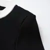 Bajia 26 Estilo Nuevo de Principios de Primavera Inspirado en Chanel Elegante Cuello Redondo Doble Tono en el Dobladillo Ribete de Encaje Corte Ajustado Chaqueta Cardigan de Punto Top