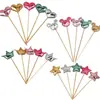 Bandera decorativa para pastel directa de fábrica, espejo brillante, estrella de PU brillante, amor, mesa de postres, palo de bambú, tarjeta, Paquete de 50