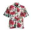 Nueva Camisa Casual Holgada Estilo Hawaiano con Estampado Floral Juvenil