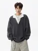 Sudadera Retro Americana de Dos Piezas Falsas para Hombre Otoño/Invierno Nuevo Estilo Marca de Moda Diseño Sensación de Alta Gama Capa Suelta Casual Superior