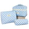 Bolsa de Mano Acolchada Estilo Coreano de Gran Capacidad para Cosméticos Set de Tres Piezas Bolsa de Almacenamiento Portátil