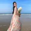 Vestido Floral para Mujer, Verano Holgado, Elegante Vestido de Tirantes para Vacaciones, Gasa en el Color de la Foto