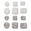Cuentas sueltas vintage geométricas redondas, cuadradas, rectangulares y cuadrangulares de plata pura 999, accesorios para pulseras de manualidades DIY
