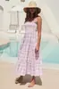 2025 Ropa de Verano Europea y Americana Transfronteriza para Mujer Amazon Casual para Ir al Trabajo Sin Mangas Vestido Largo de Tirantes Estampado de Chica Caliente