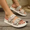 Chinelos Za Brand de Tamanho Grande com Tira Única e Fivela, Novo Estilo de Verão Feminino para Uso Externo Moda Europeia e Americana Calçados Femininos
