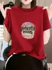 Camiseta de Manga Corta de Algodón Puro para Mujer, Camisa Base de Estilo Moderno Versátil con Estampado, Holgada, Adelgazante, Nuevo Estilo Verano 2026