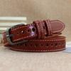 Cinturón con Hebilla de PU Grabado Hueco Color Gunmetal, Versátil para Jeans, Cinturón de Cuero para Mujer, Envío Directo de Una Pieza, Ceñidor de Cintura, Moderno para el Trabajo