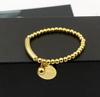 Pulsera Europea y Americana Simple de Cuentas Redondas de Acero de Titanio para Mujer Moda Versátil Letra Redonda Marca Pulsera Celebridad de Internet Temperamento Joyería para Novia
