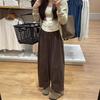 Calça de Veludo Cotelê Wide Leg Primavera e Outono Solta Cobre o Quadril Emagrecimento Menina Cheinha Calça de Vovózinha Calça Balloon para Menina Ligeiramente Cheinha