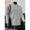 Camiseta de manga longa com gola henley desconstruída para homens e mulheres, adequada para primavera e outono, camisa polo de alta qualidade com corte clean estilo americano para usar em camadas ou como peça externa
