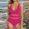 Biquíni Europeu e Americano Novo Peça Única Moda Sexy Justo Cor Sólida Roupa de Banho Feminina Comércio Exterior Transfronteiriço Roupa de Banho Amazon