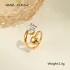Anillo de Acero de Titanio con Diseño Irregular Europeo y Americano Transfronterizo, No se Desvanece, Incrustado con Circonita, Chapado en Oro de 18K, Joyería de Mano, Venta al por Mayor