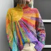 2024 Nuevo Transfronterizo Patrón de Impresión a Juego de Colores 3D Otoño e Invierno Estación Independiente Nuevo Sudadera de Manga Larga con Cuello Alto Ropa Europea y Americana