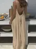 Vestido Casual de Verão para Mulheres, Multicor, Estilo Novo Transfronteiriço Amazon, Alça Fina, Costas Abertas, Soltinho, Sem Mangas