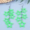 Nuevos Pendientes de Borla Acrílica Hueca de Estrella de Cinco Puntas de Color Fluorescente Exagerados de Moda Pendientes Colgantes Accesorios para Orejas