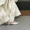 Sandálias Meia-Boca de Design de Nicho Novo de Alta Qualidade Estilo Coreano Bico Fino Suave Ali Guifei para Mulheres