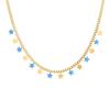 Colar de aço titânio com estrela azul de cinco pontas, simples e moderno, feminino, estilo rainha-mãe ocidental, ouro 18K, sem cor, corrente de clavícula de luxo com luz distinta