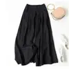 En Stock Al Por Mayor Pantalones Falda Anchos de Algodón y Lino para Mujer, Corte Holgado, Cintura Alta Semi-Elástica, Pantalones de Nueve Cuartos Adelgazantes, Productos de Exportación