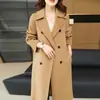 2026 Nuevo Estilo Cuello de Solapa Doble Botonadura Lana Doble Cara Abrigo de Lana Abrigo Largo de Lana para Mujer Cortavientos de Otoño e Invierno